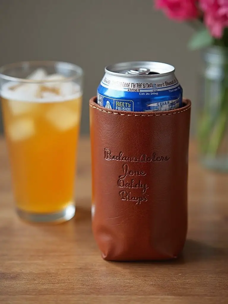 customizable leather fist bump can cooler