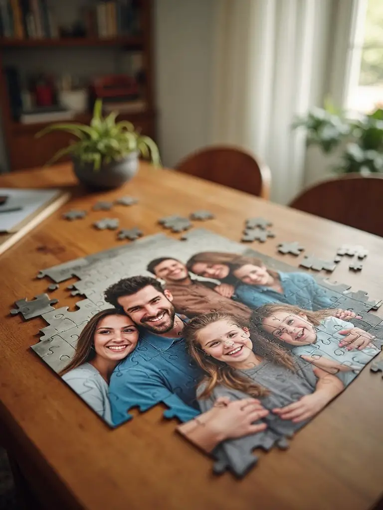 customized family photo puzzle experience