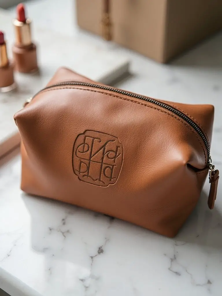 customized leather makeup pouch gift