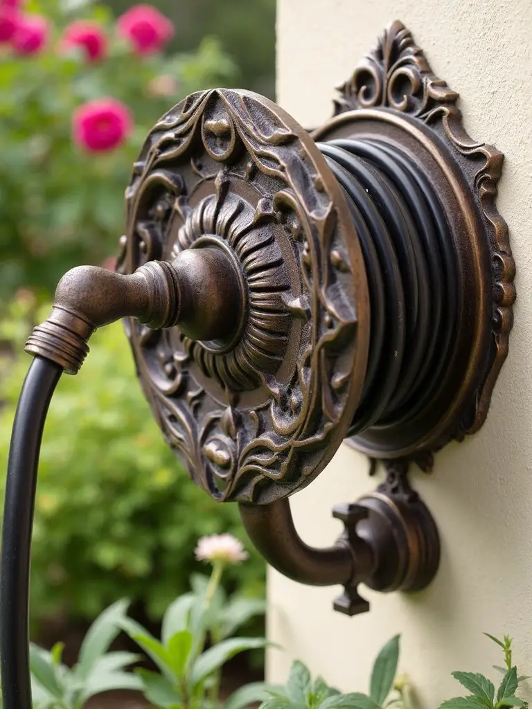 decorative efficient space saving garden hose solution