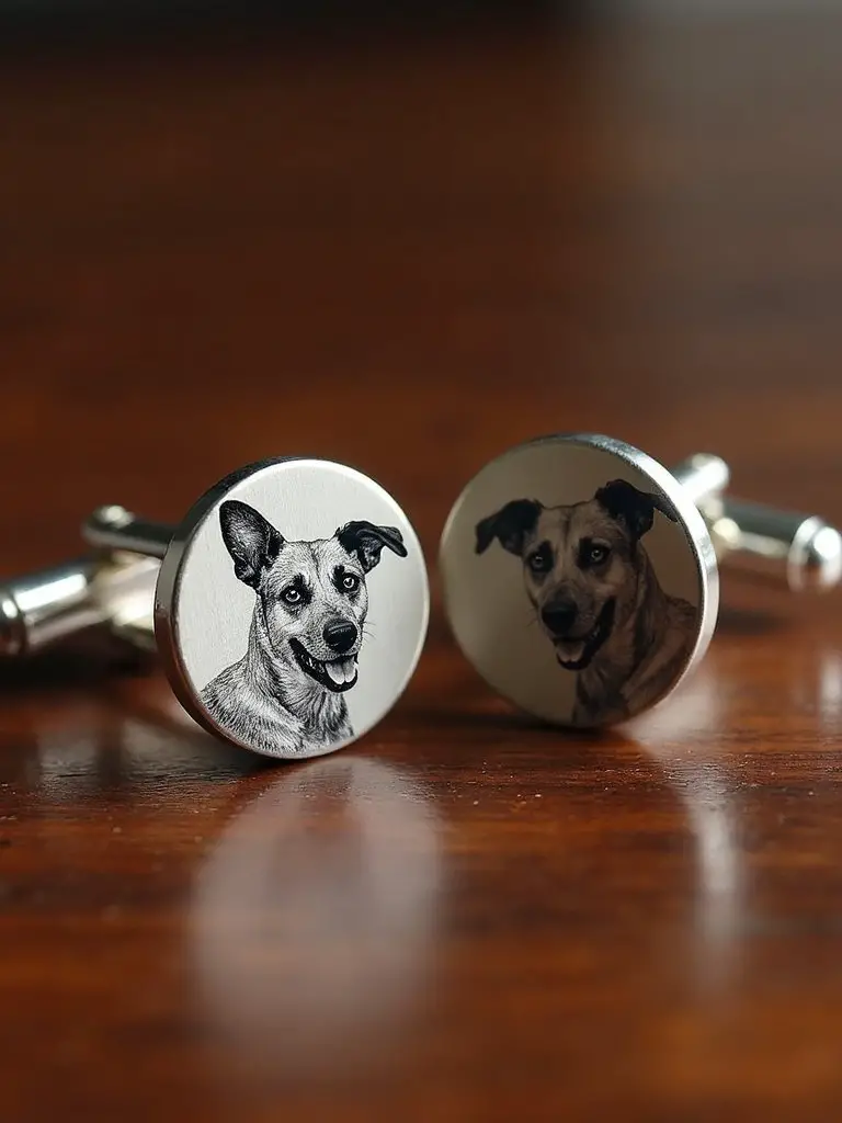 detailed customizable sophisticated pet cufflinks