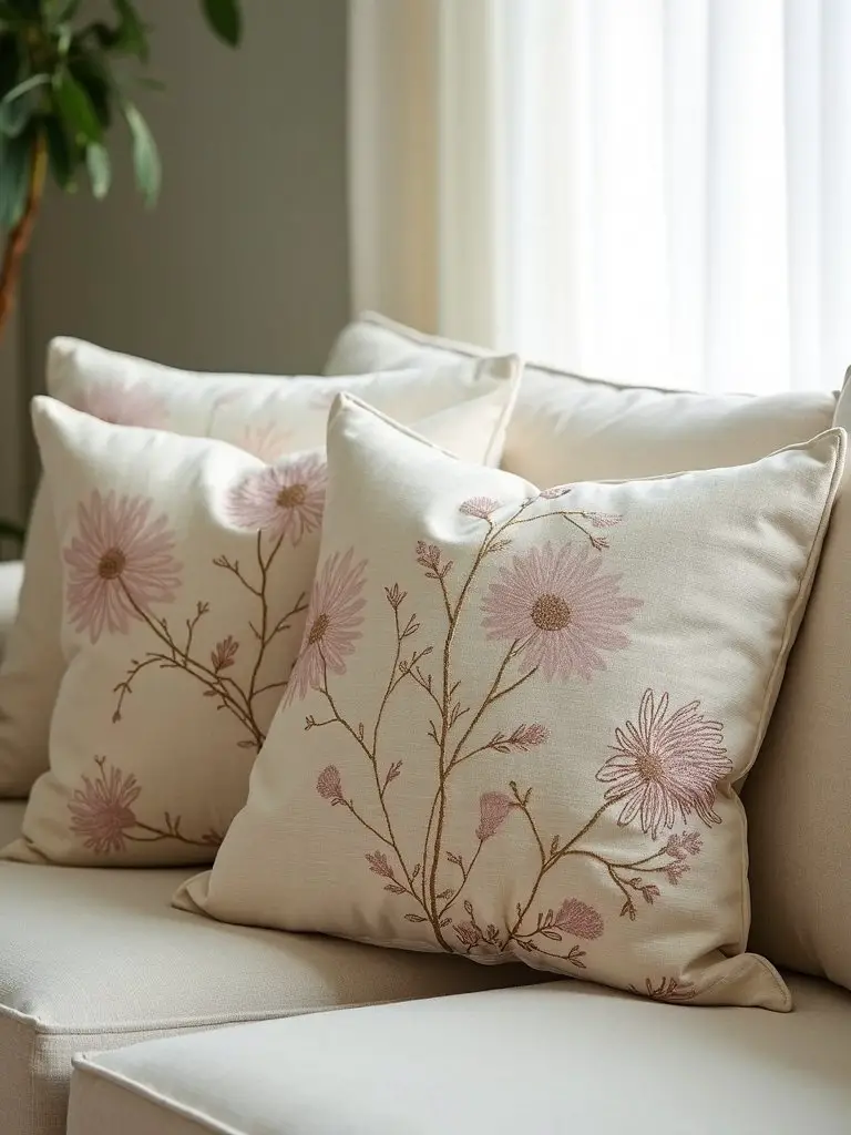 handcrafted embroidered decorative throw pillows