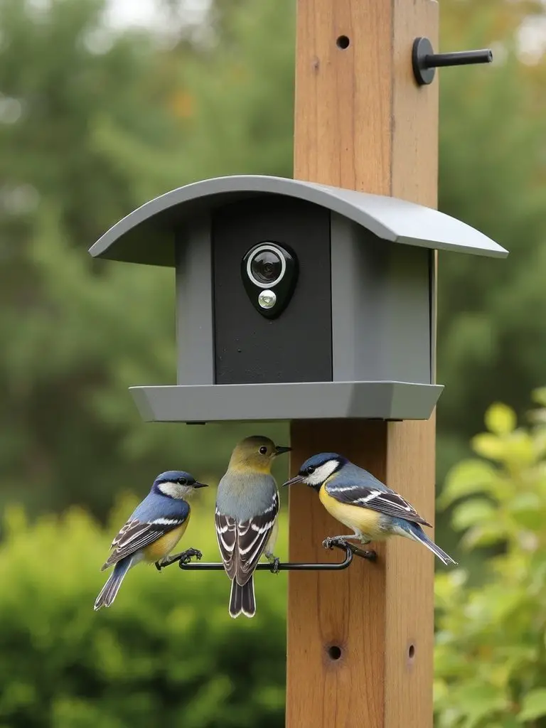high tech backyard bird watching feeder