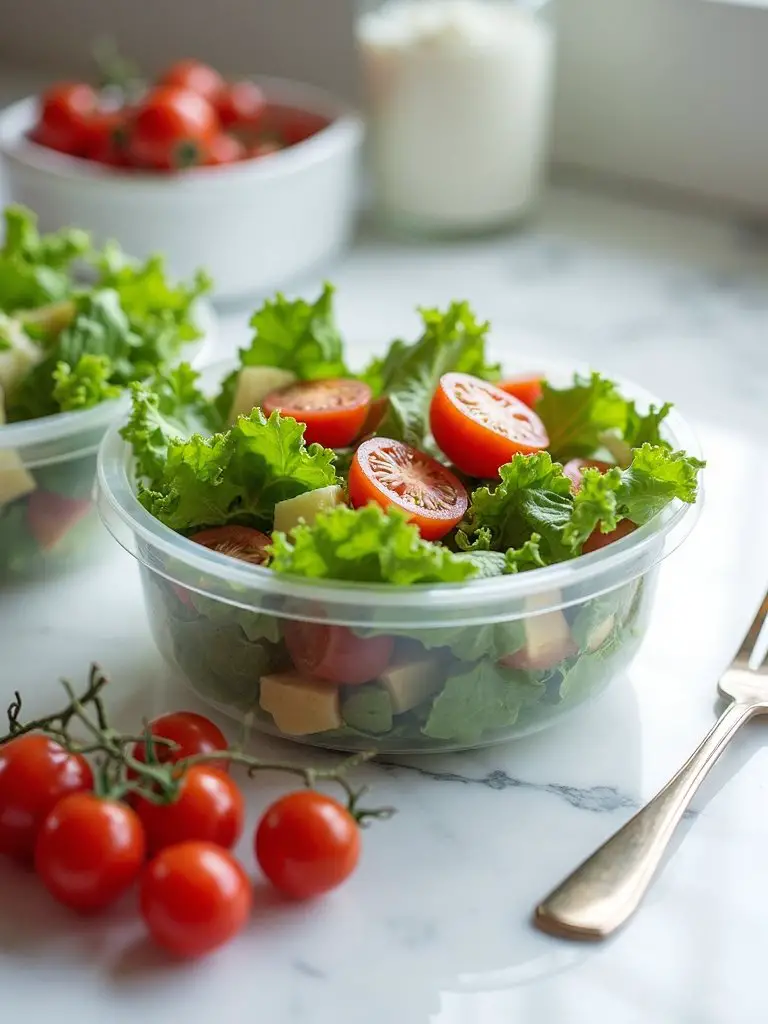 organized efficient salad meal preparation