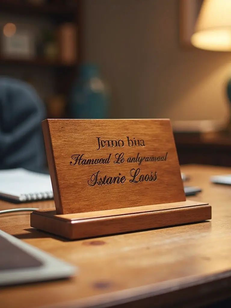 personalized family name desk plaque
