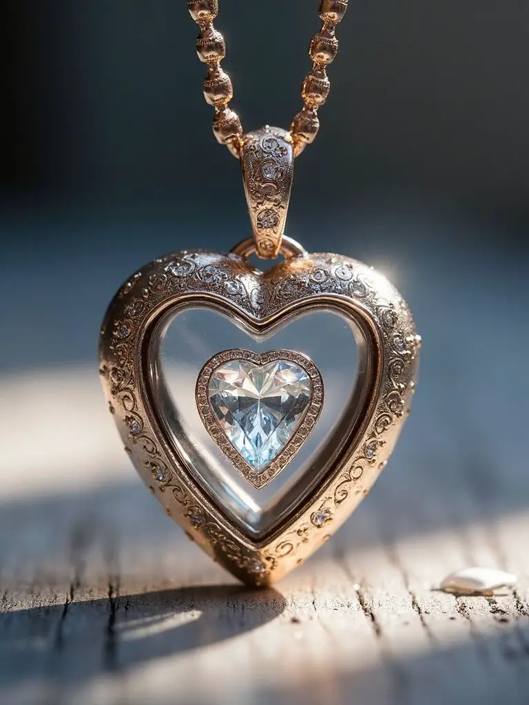 personalized glass heart locket with birthstone