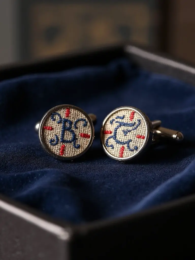 personalized monogrammed cross stitch sentimental cufflinks