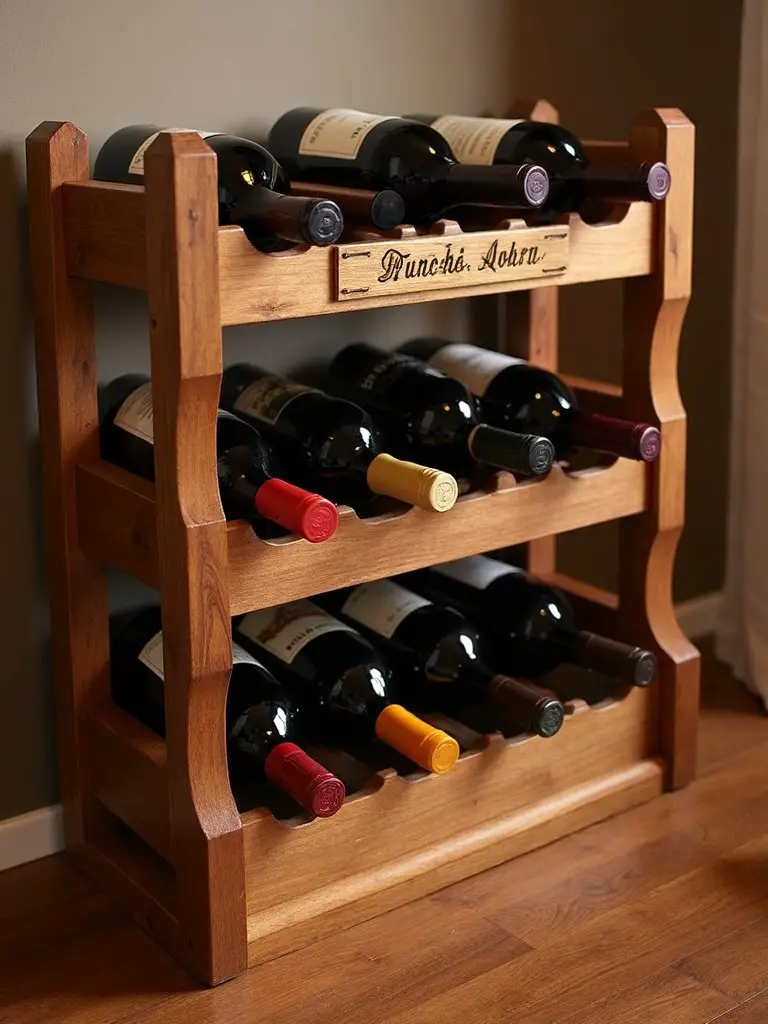 personalized rustic wine rack showcase