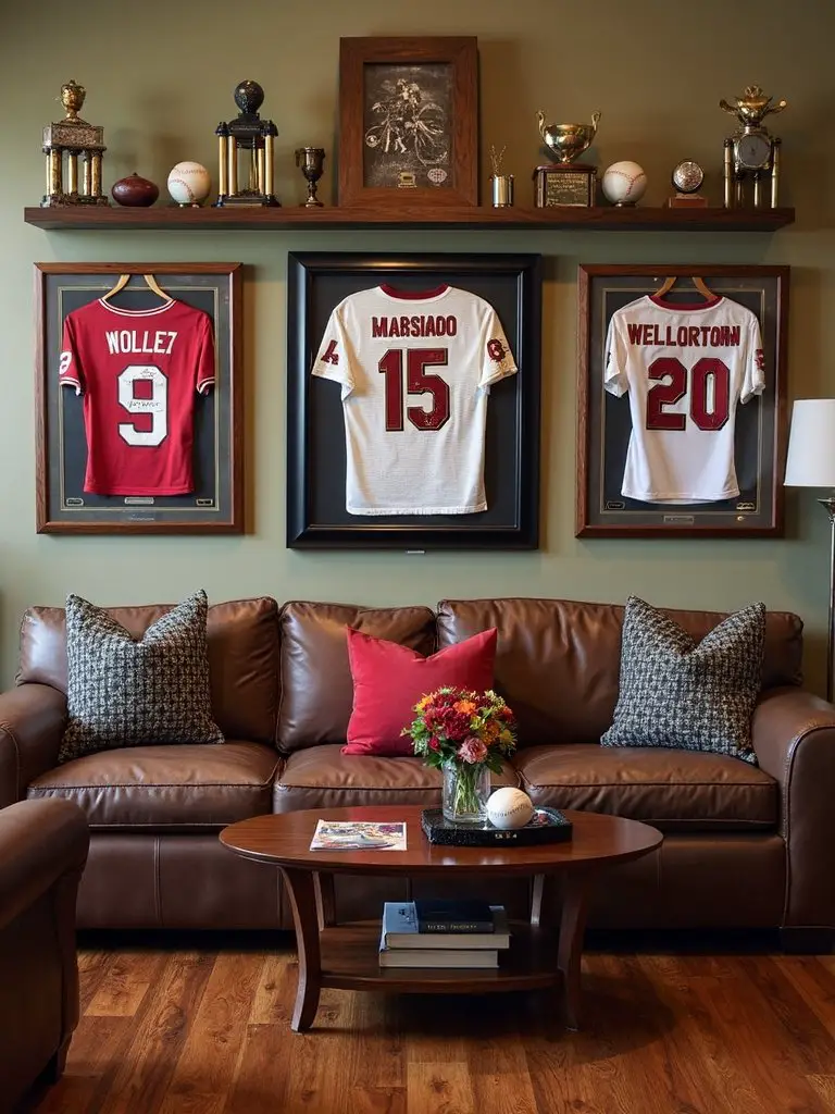 personalized sports memorabilia man cave centerpiece