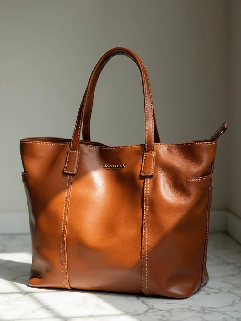 personalized stylish spacious durable leather tote