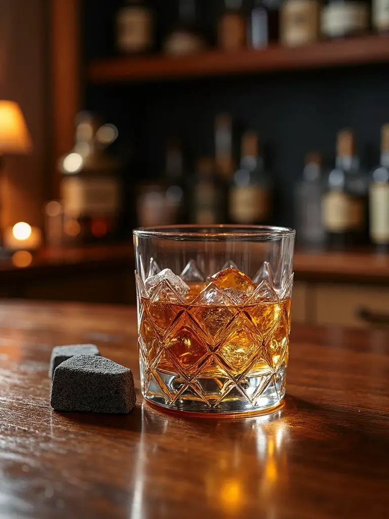 personalized whiskey glass with chilling stones