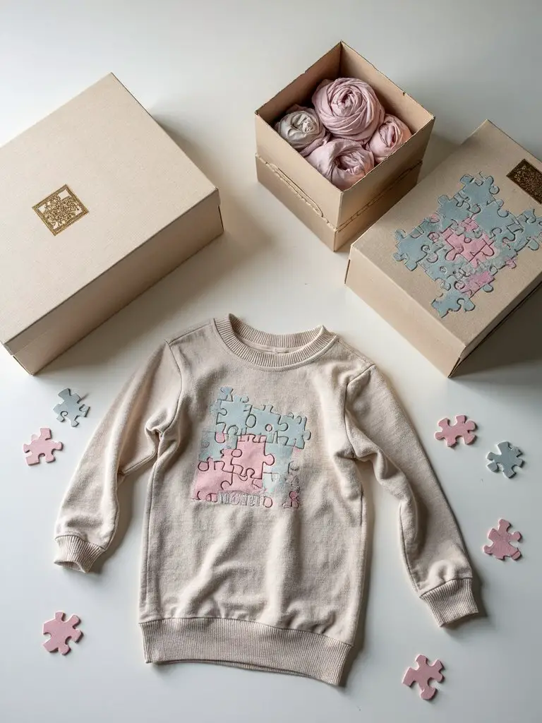 puzzle themed apparel and functional accessories