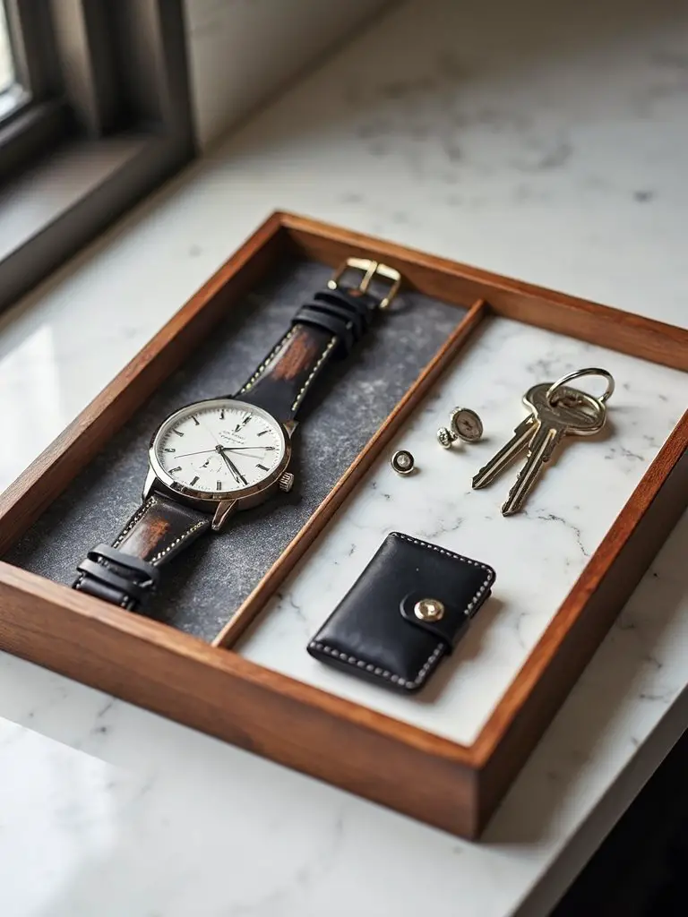 sophisticated personalized durable organizing valet tray