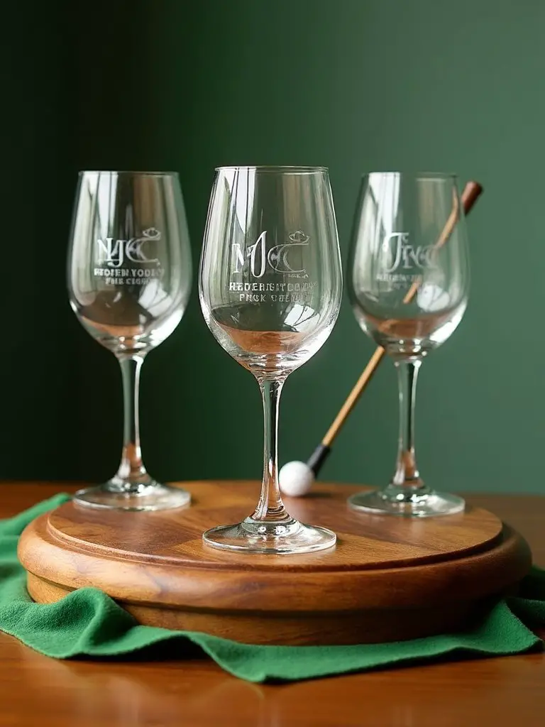 thoughtful customizable golf themed glassware set