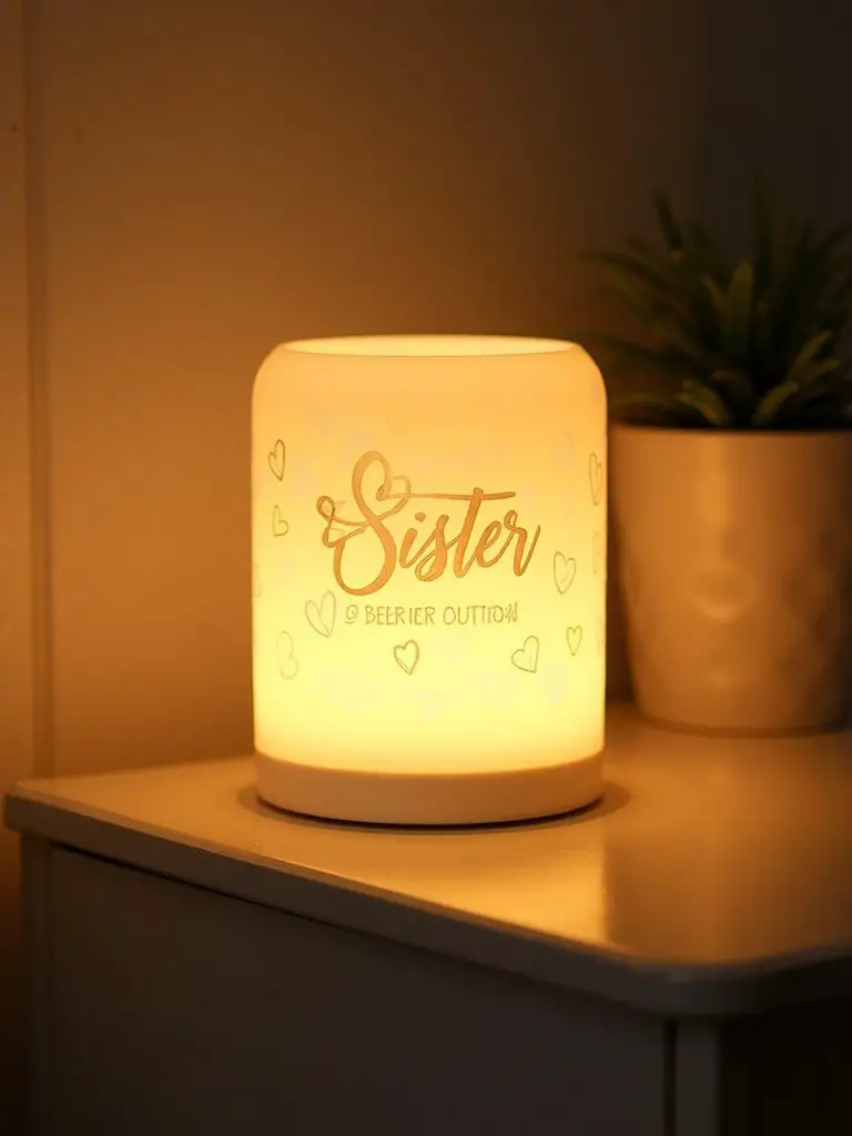 thoughtful personalized sisterly glowing night light