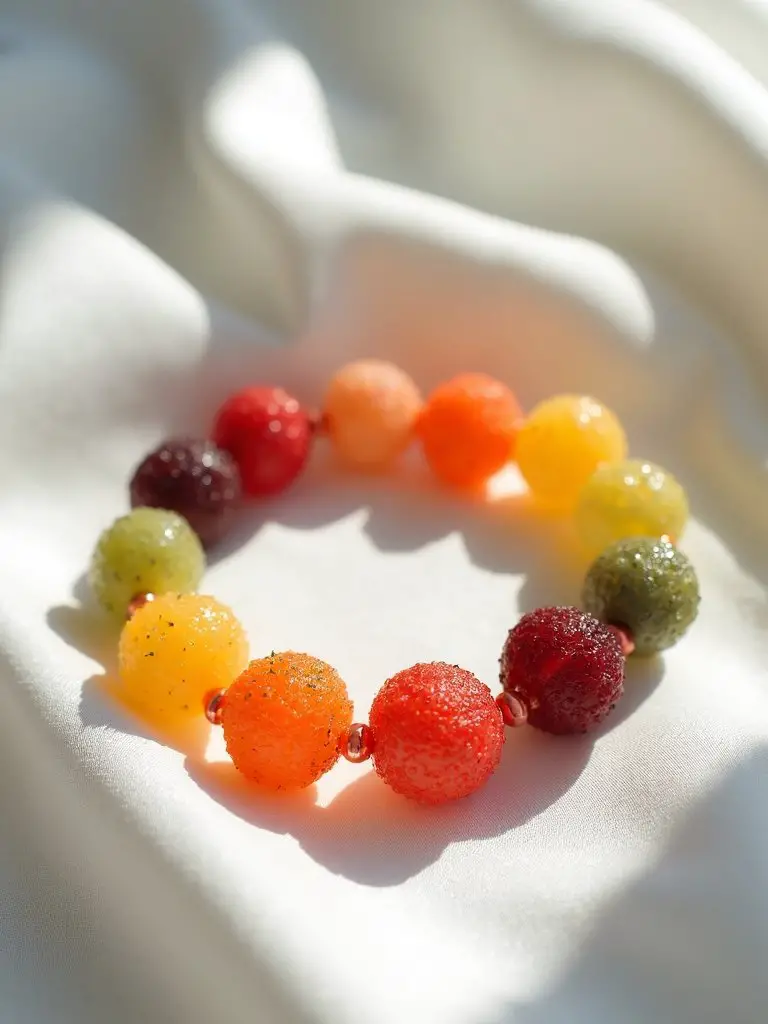 vibrant handcrafted ethical stackable fruit bracelet