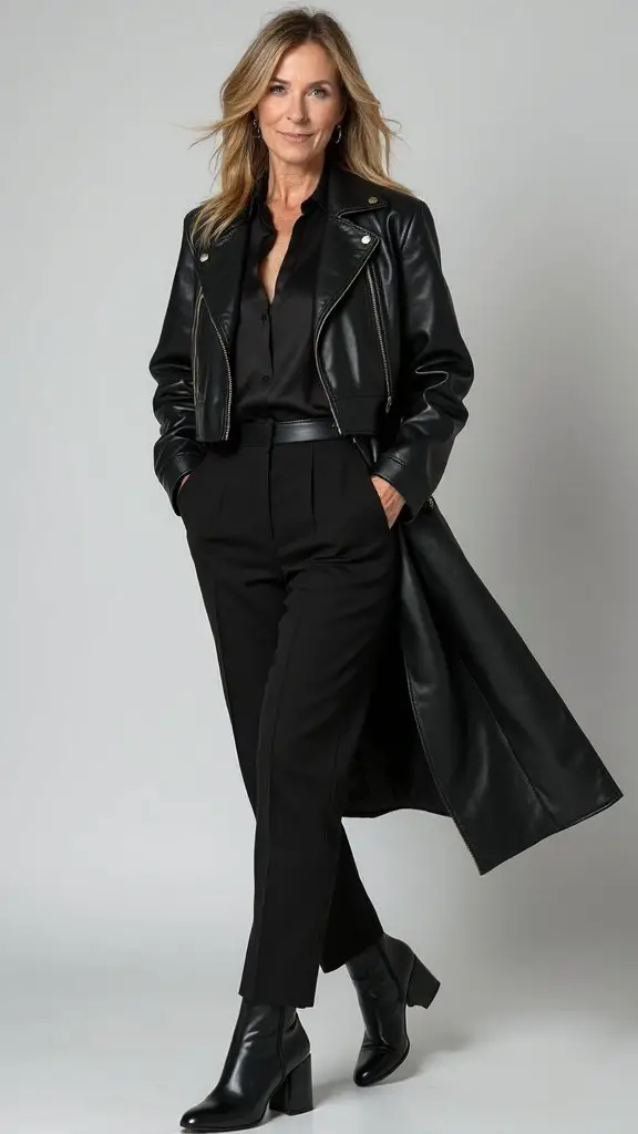 edgy moto jacket with feminine contrast
