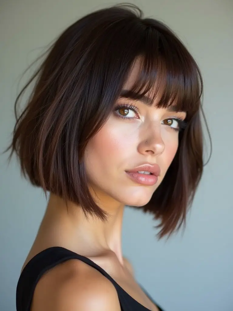 voluminous stacked layered angled bob