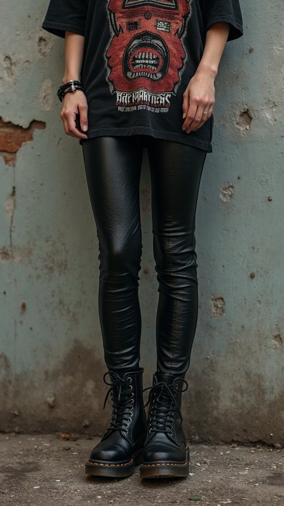 textured leather band merch doc martens